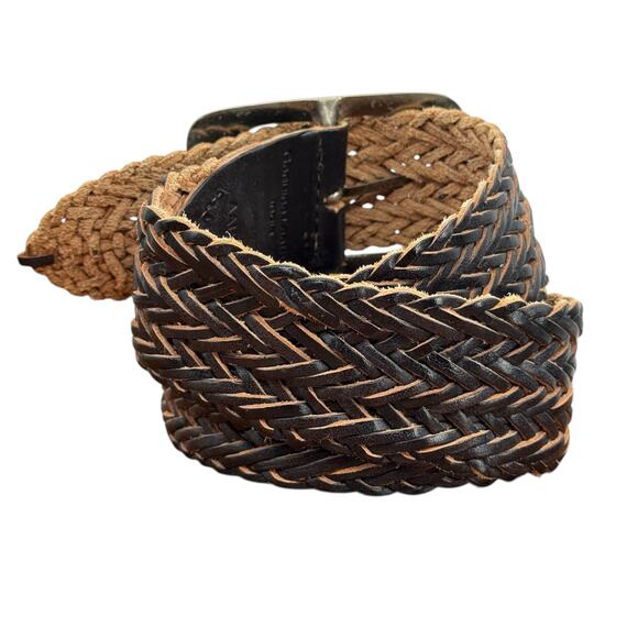 Woven Leather Belt SZ Large Womens Black Boho Rustic Vintage Distressed Medieval main image 10